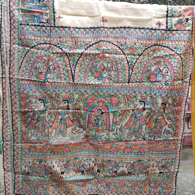 Madhubani Painted Silk Saree - Traditional