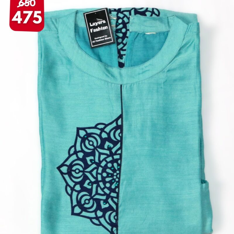 Teal Blue Printed Kurti