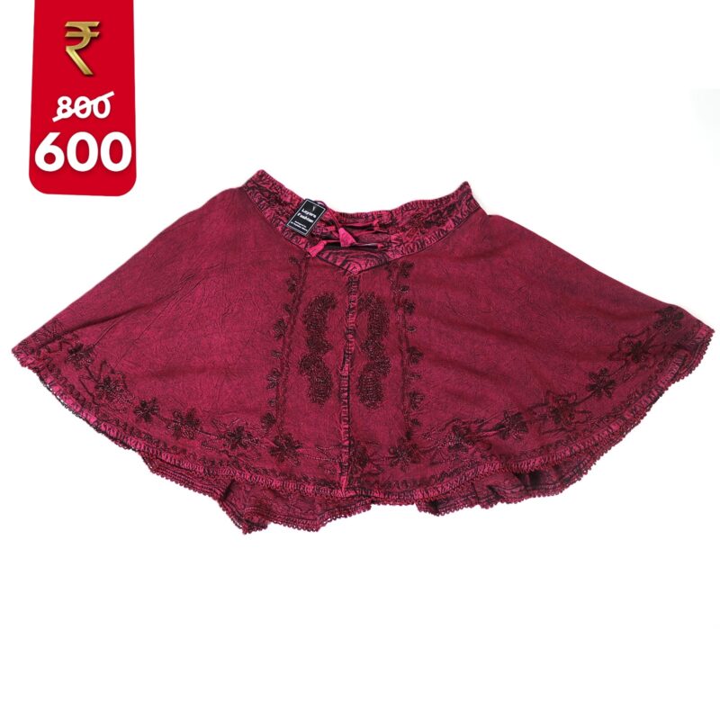 Maroon Embroidered Cape Shrug