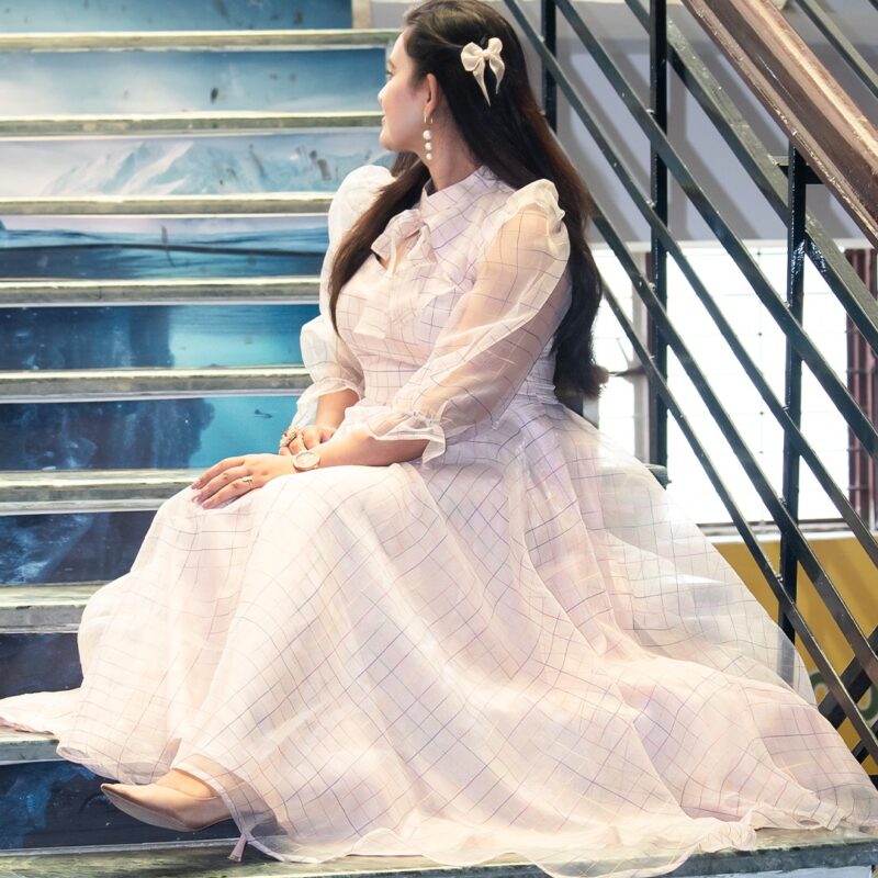 Pastel Pink Checkered Gown